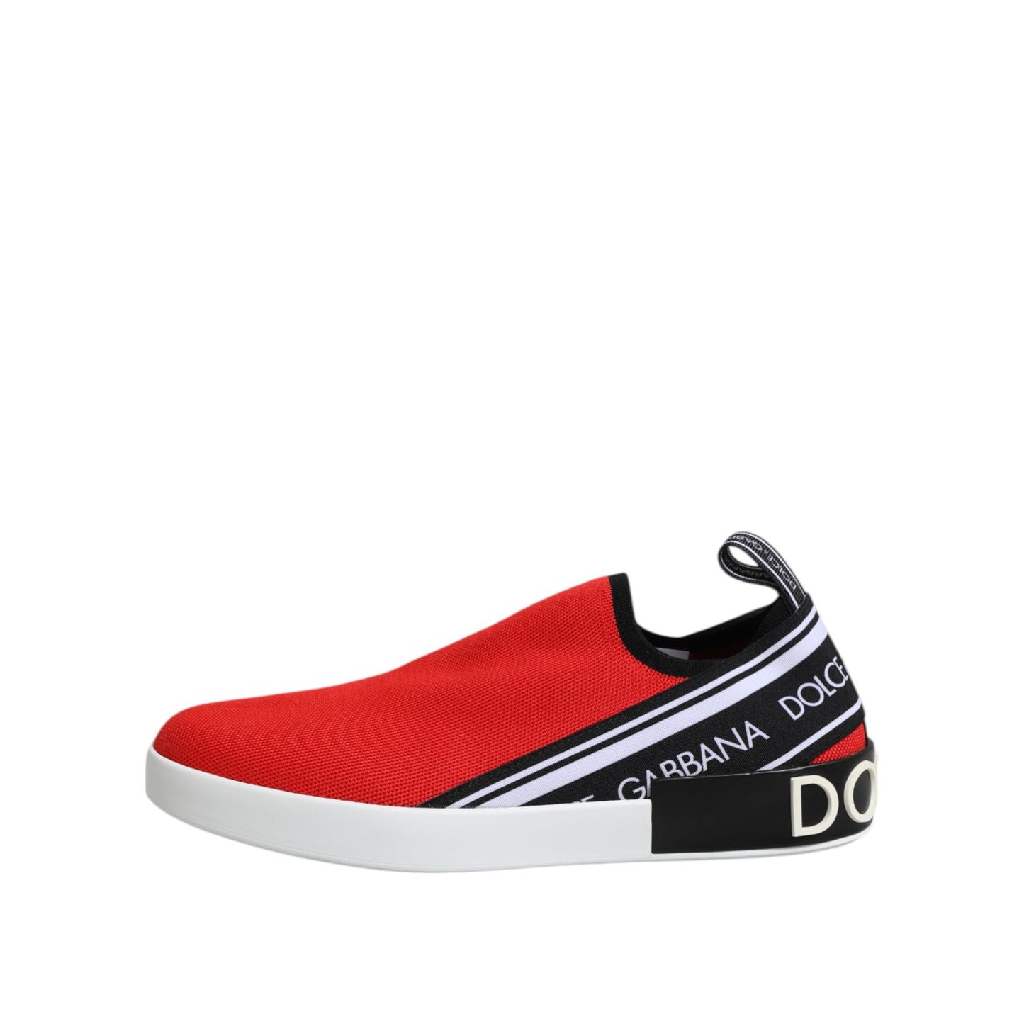 Dolce & Gabbana Red Logo Low Top Slip On Men Sneakers Shoes