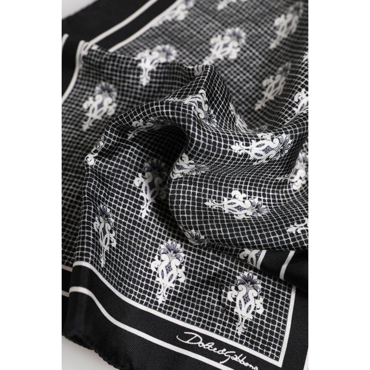 Dolce & Gabbana Black White Printed Square Foulard Scarf