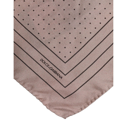 Dolce & Gabbana Beige Dotted Silk Square Men Foulard Scarf