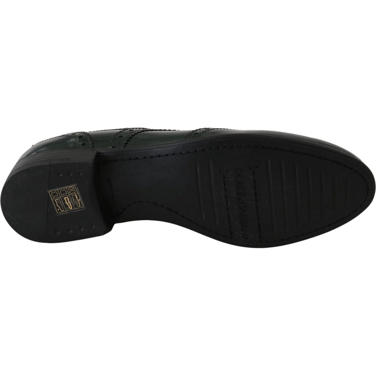 Dolce & Gabbana Green Leather Broque Oxford Wingtip Shoes Dolce & Gabbana