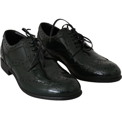 Dolce & Gabbana Green Leather Broque Oxford Wingtip Shoes Dolce & Gabbana