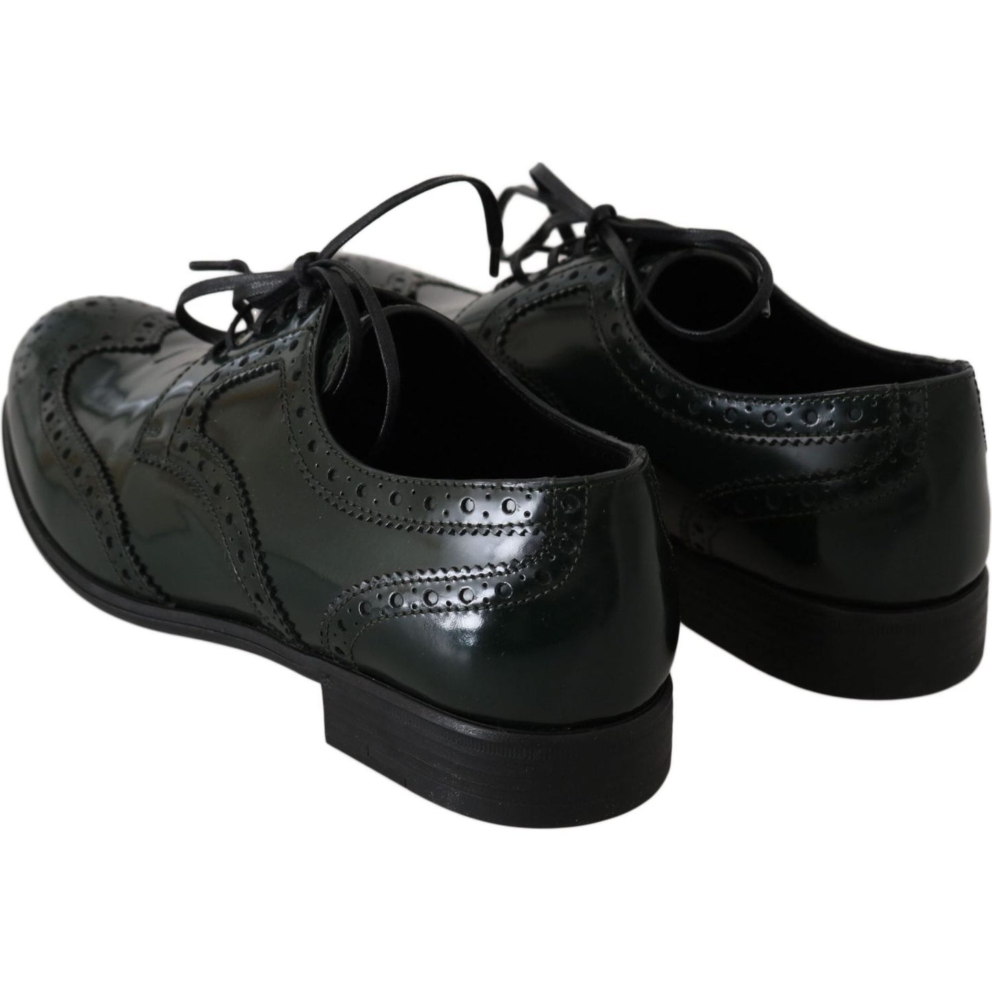 Dolce & Gabbana Green Leather Broque Oxford Wingtip Shoes Dolce & Gabbana
