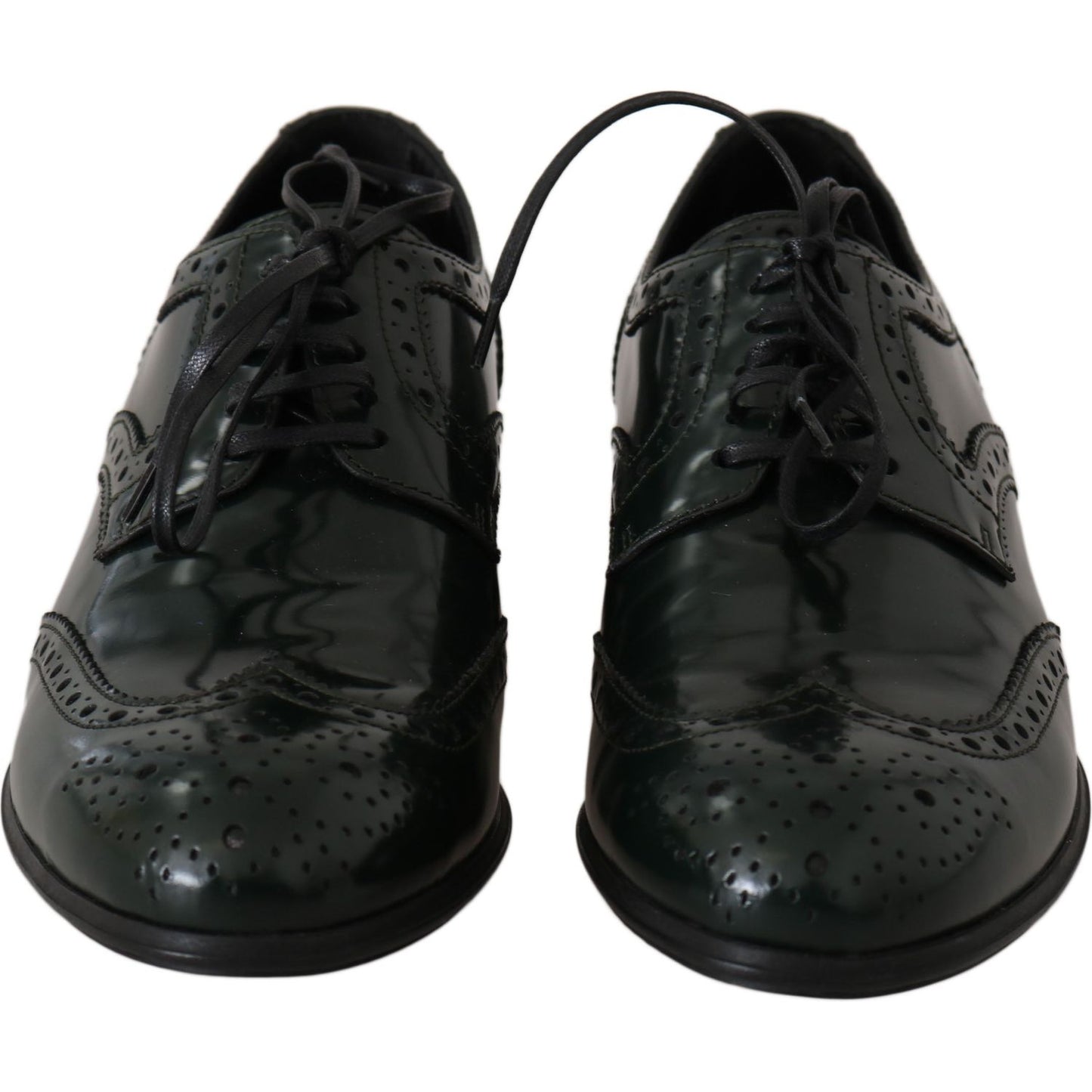 Dolce & Gabbana Green Leather Broque Oxford Wingtip Shoes Dolce & Gabbana
