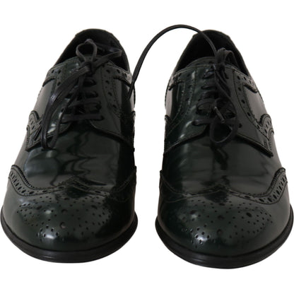 Dolce & Gabbana Green Leather Broque Oxford Wingtip Shoes Dolce & Gabbana