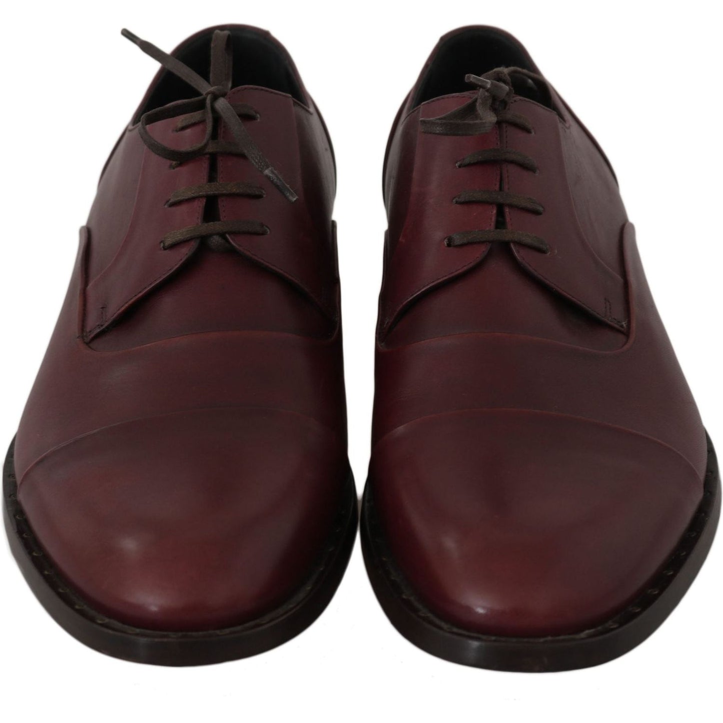 Dolce & Gabbana Red Bordeaux Leather Derby Formal Shoes Dolce & Gabbana
