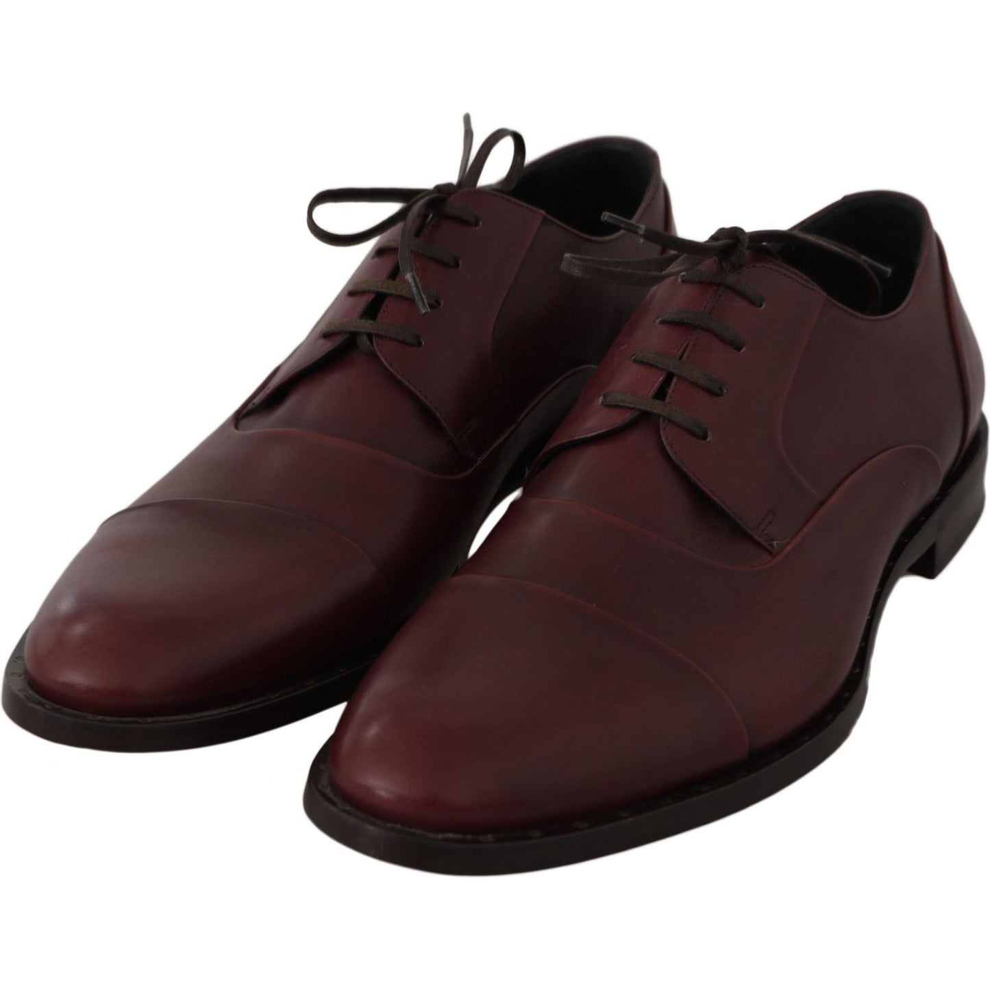 Dolce & Gabbana Red Bordeaux Leather Derby Formal Shoes Dolce & Gabbana