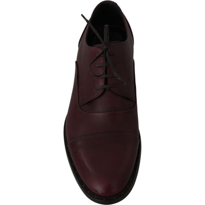 Dolce & Gabbana Red Bordeaux Leather Derby Formal Shoes Dolce & Gabbana