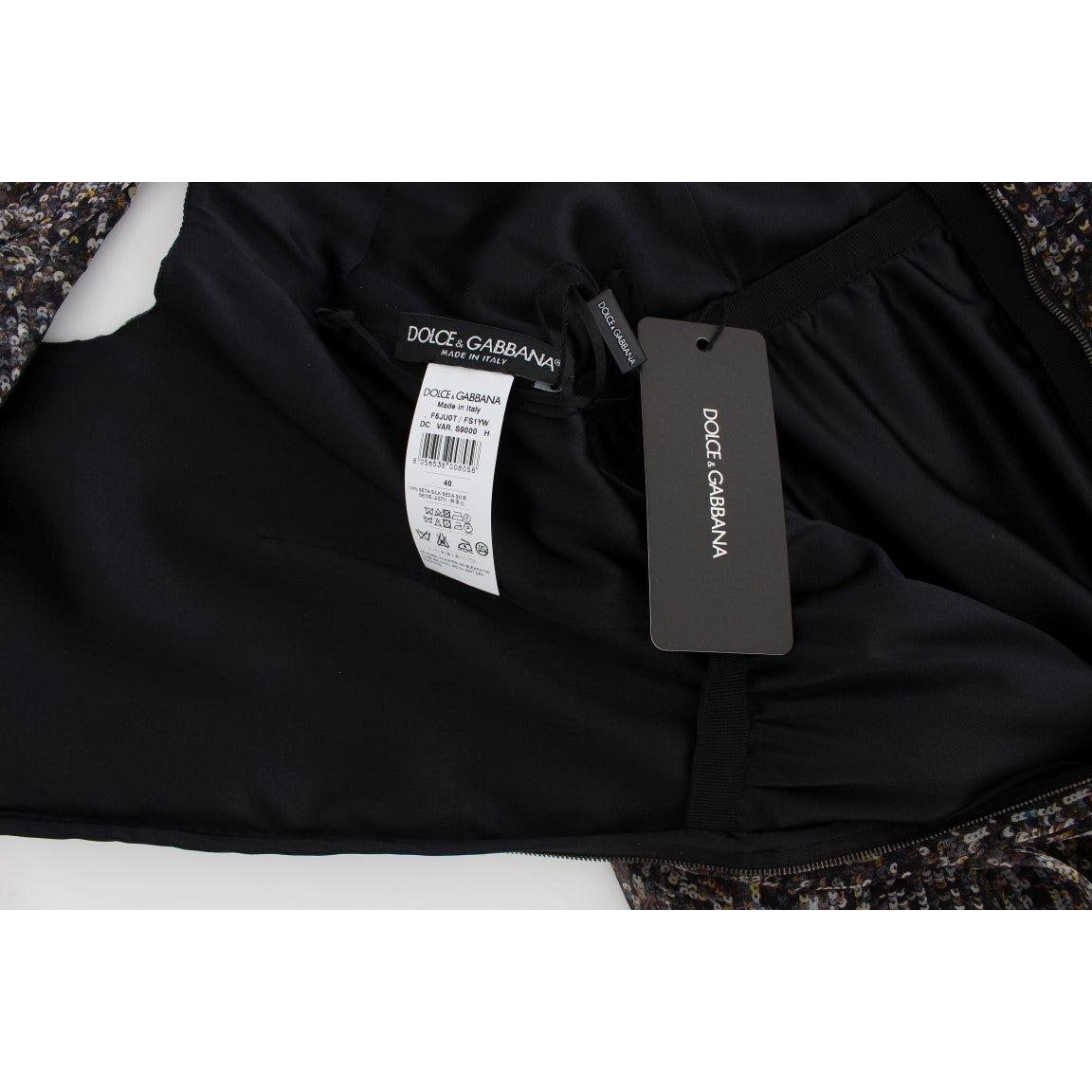 Dolce & Gabbana Dark Silk Shift Gown Full Length Dress