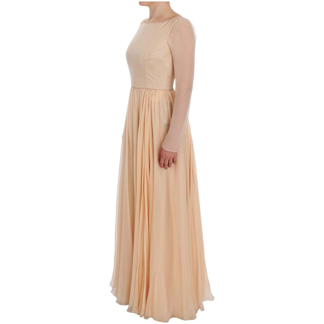 Dolce & Gabbana Beige Silk Ball Gown Full Length Dress
