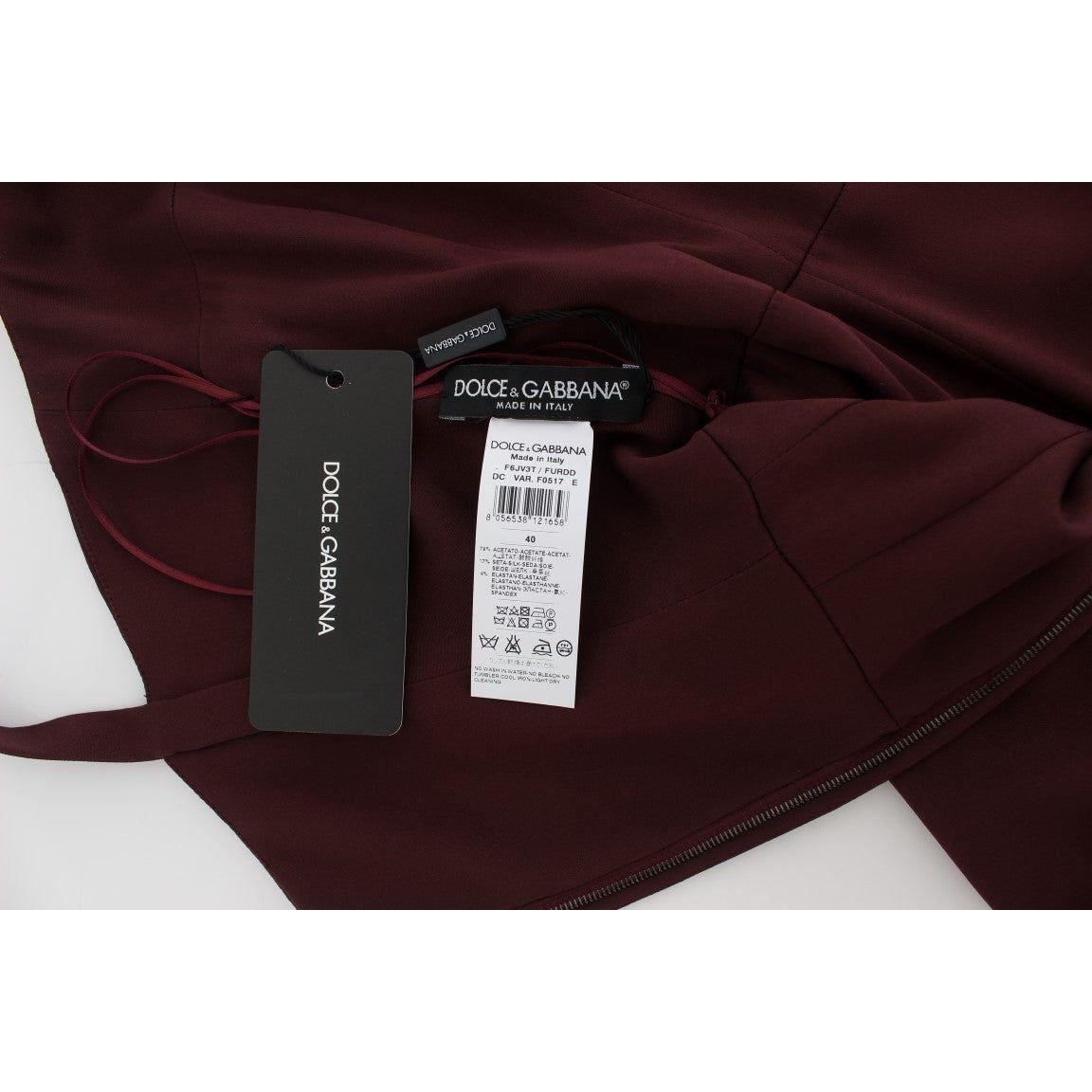 Dolce & Gabbana Bordeaux Stretch Full Length Sheath Dress
