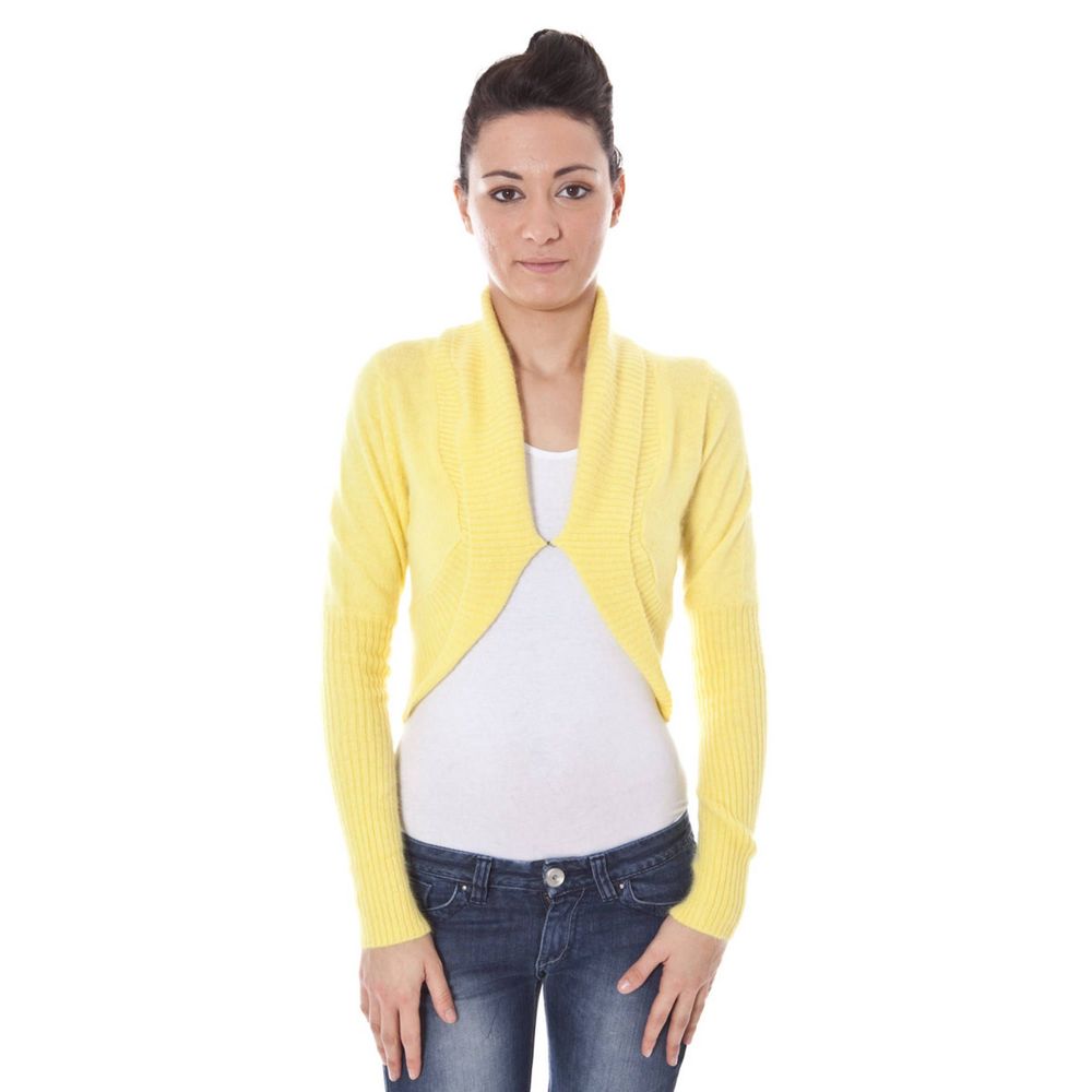 Datch Yellow Angora Women Shrug