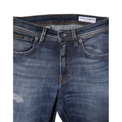 Dolce & Gabbana Blue Washed Cotton Slim Fit Men Denim Jeans