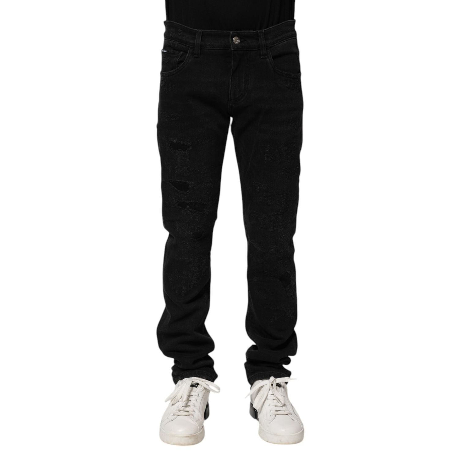 Dolce & Gabbana Black Cotton Skinny Men Denim Jeans