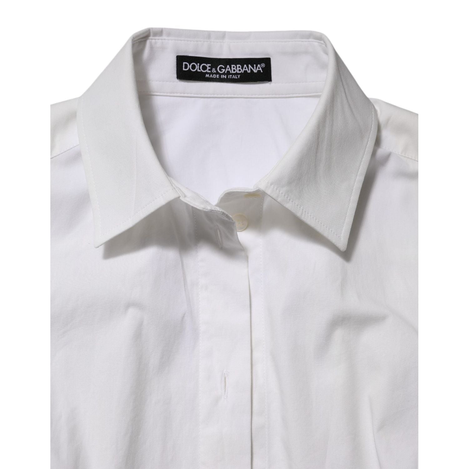 Dolce & Gabbana White Cotton Collared Long Sleeves Top Shirt