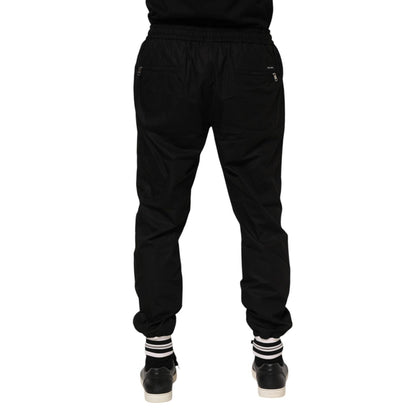 Dolce & Gabbana Black Cotton Logo Tape Men Jogger Pants