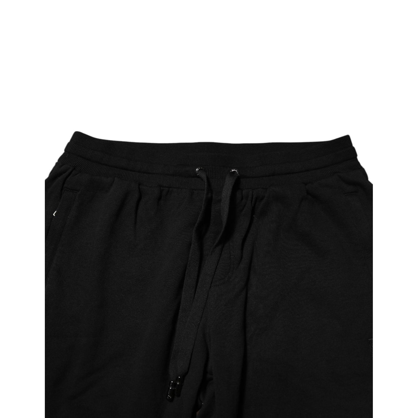 Dolce & Gabbana Black Cotton Logo Tape Men Jogger Pants