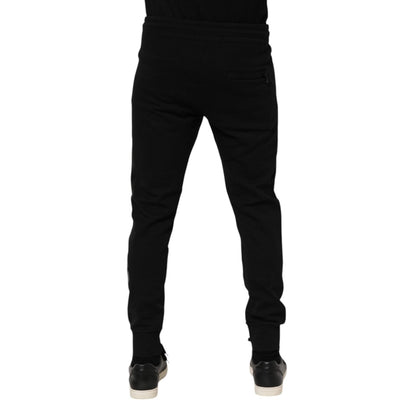 Dolce & Gabbana Black Cotton Men Jogger Sweatpants Pants