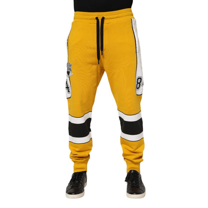 Dolce & Gabbana Yellow Cotton Drawstring Jogger Pants
