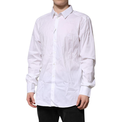 Dolce & Gabbana White Cotton GOLD Long Sleeves Formal Shirt
