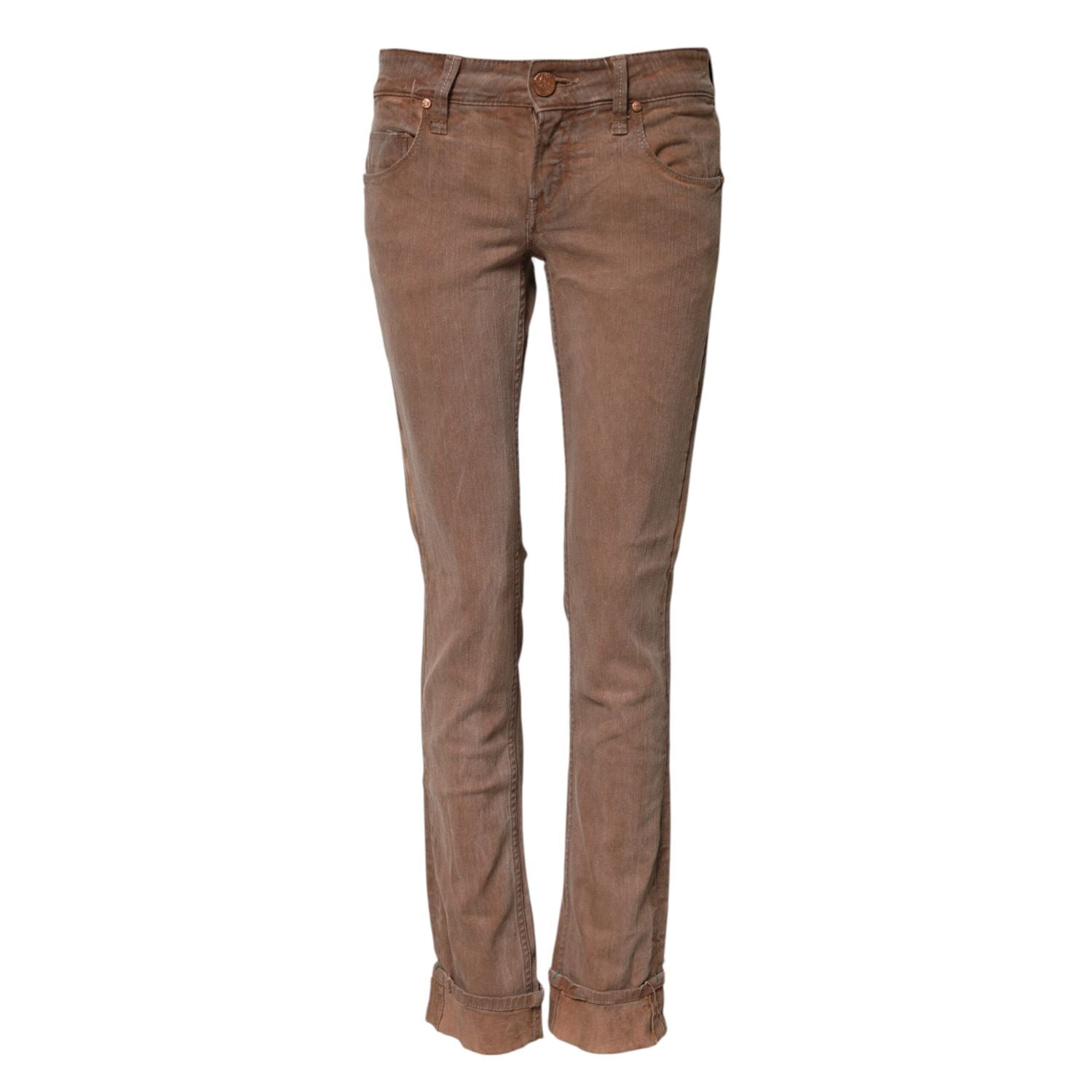 Acht Brown Cotton Slim Fit Denim Low Waist Jeans