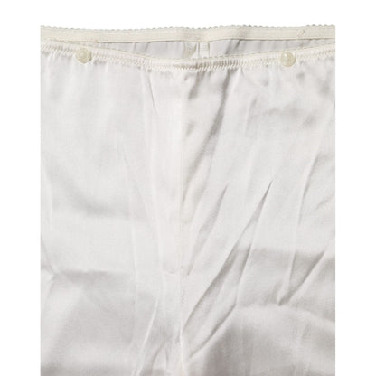 Dolce & Gabbana Ivory Silk Tapered High Waist Pants