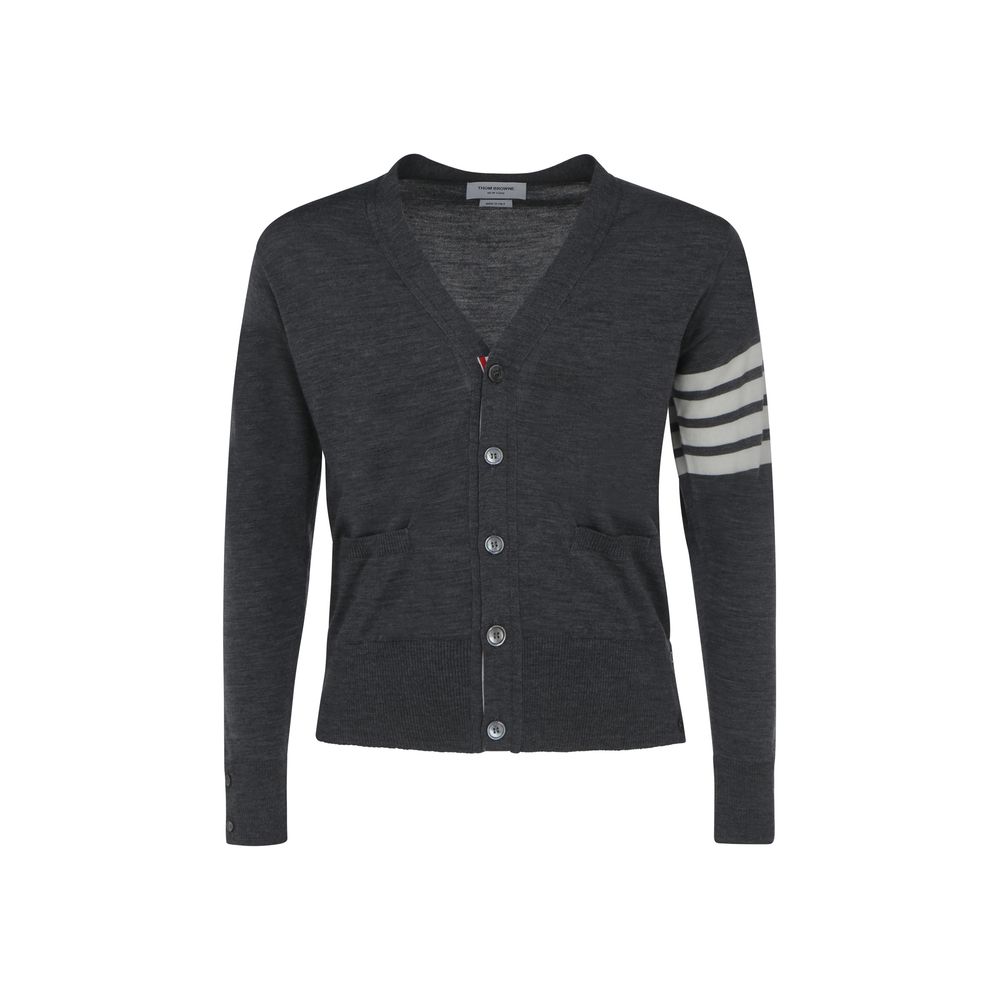 Thom Browne Gray Fleece Wool Cardigan Thom Browne