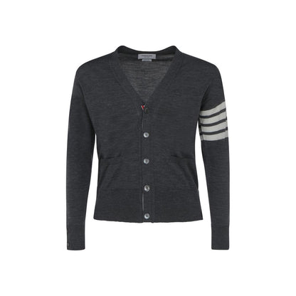 Thom Browne Gray Fleece Wool Cardigan Thom Browne