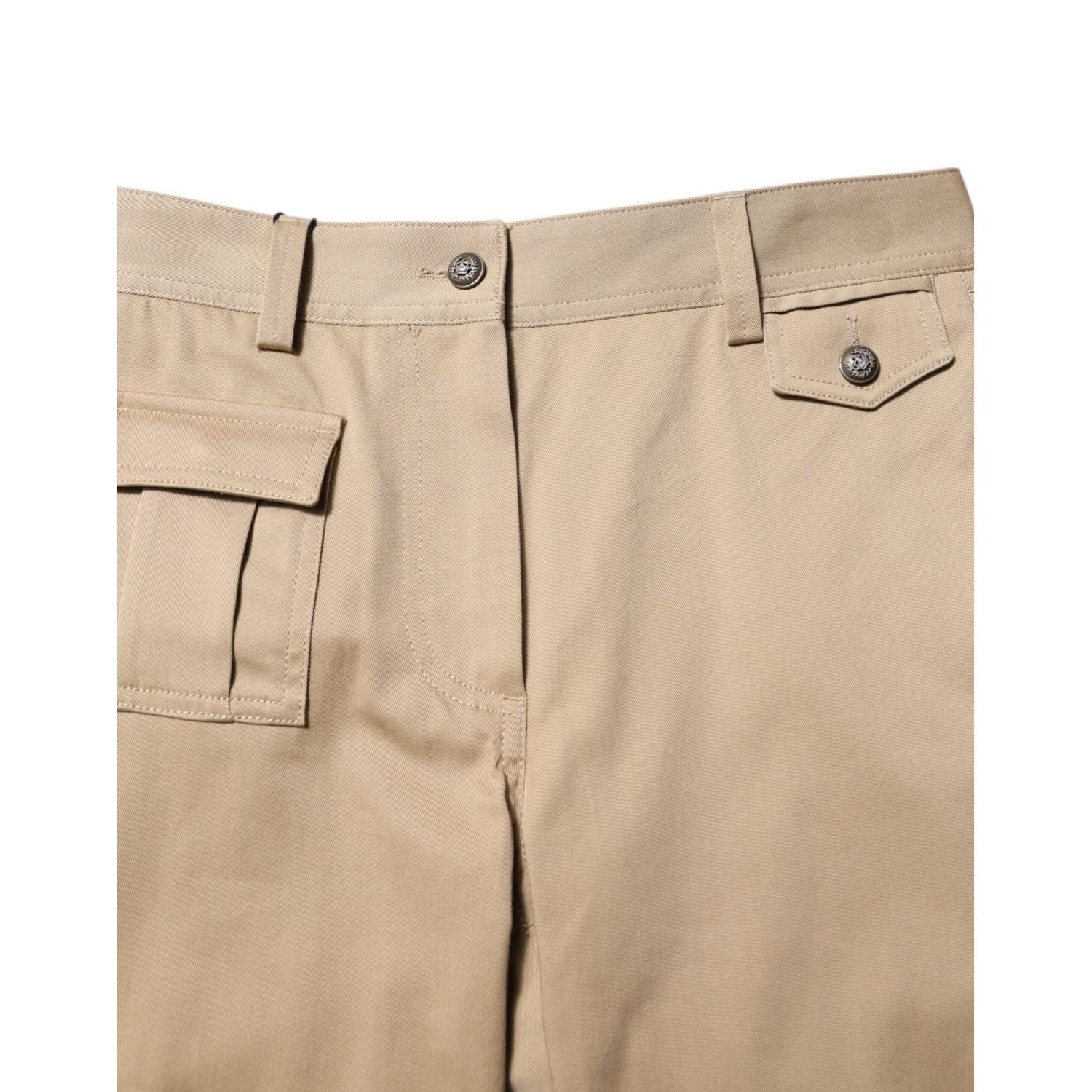 Dolce & Gabbana Beige Mid Waist Cargo Tapered Pants