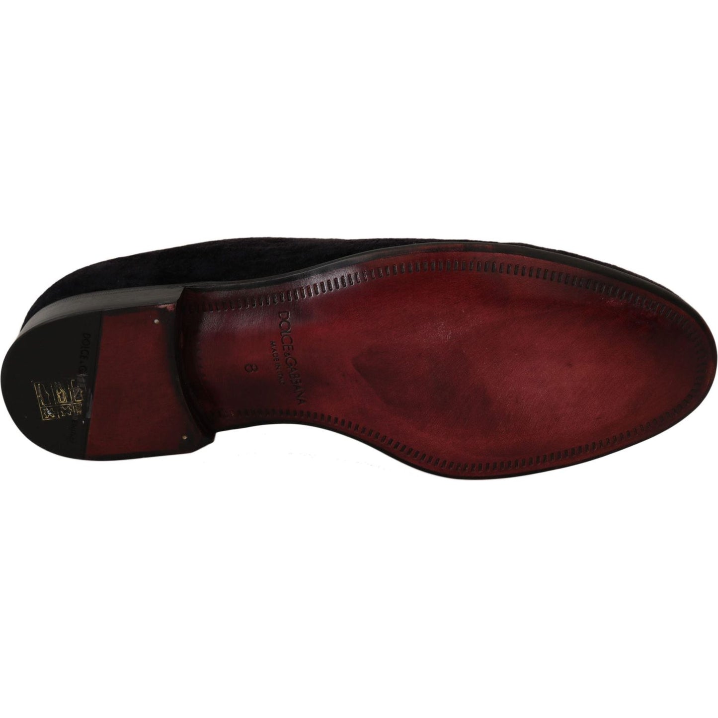 Dolce & Gabbana Loafers Black Velvet Gold Crown Dolce & Gabbana