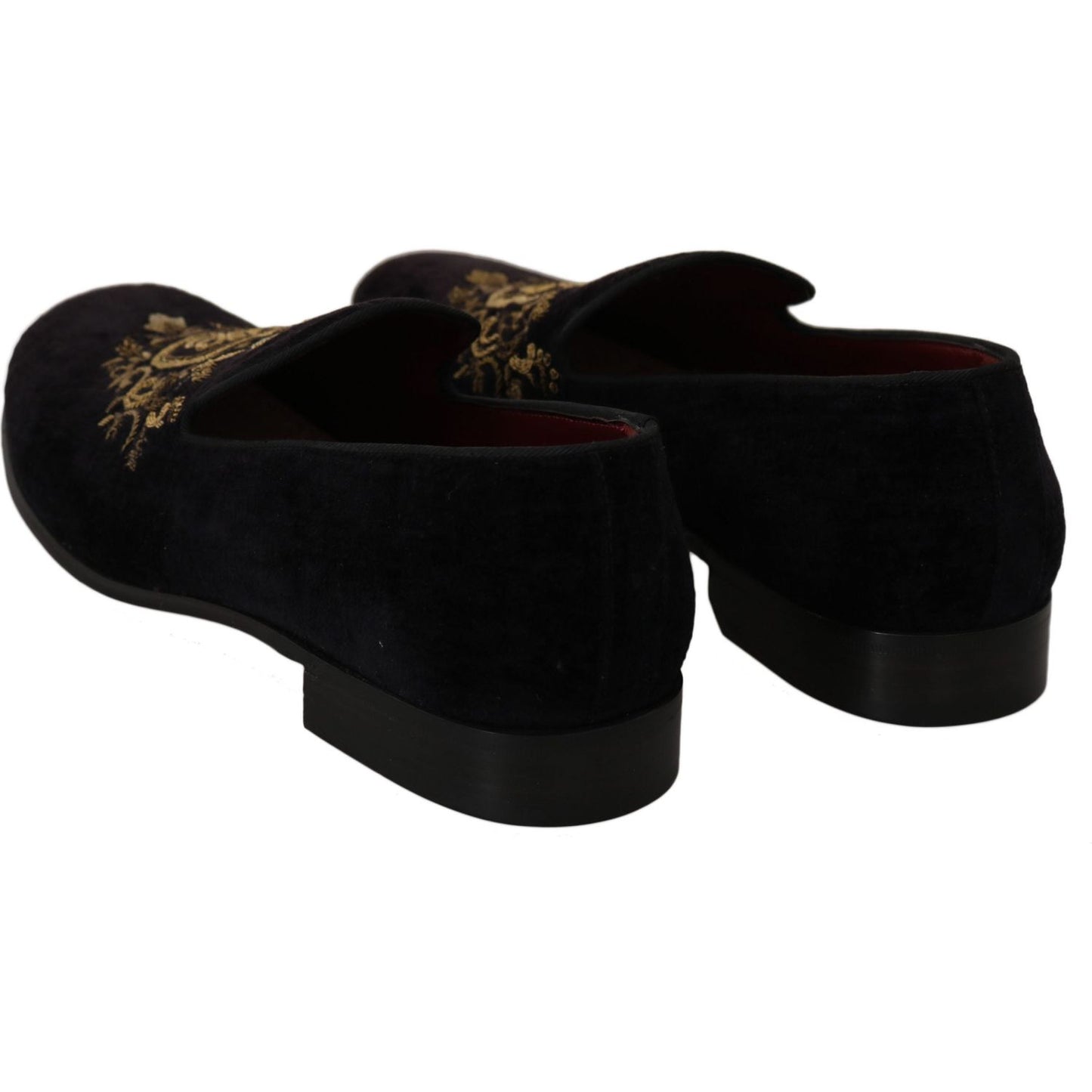 Dolce & Gabbana Loafers Black Velvet Gold Crown Dolce & Gabbana