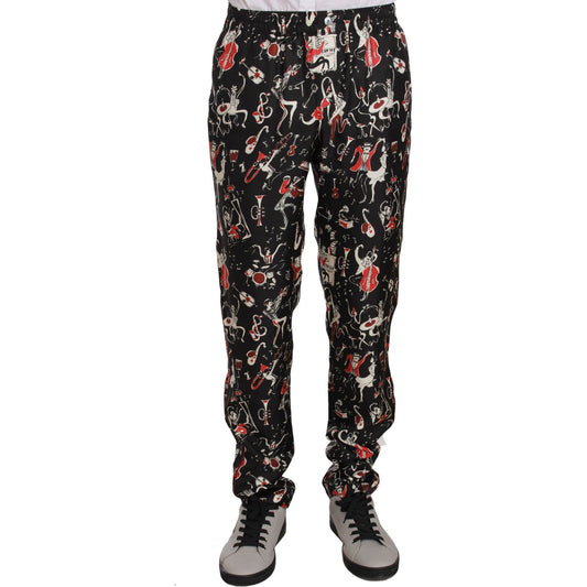 Dolce & Gabbana Red Musical Instrument Print Sleepwear Pants Dolce & Gabbana