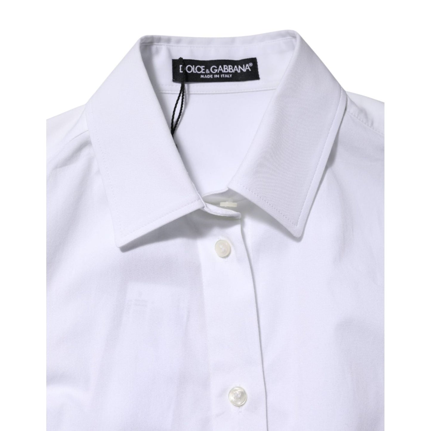 Dolce & Gabbana White Cotton Long Sleeves Collared Shirt Top