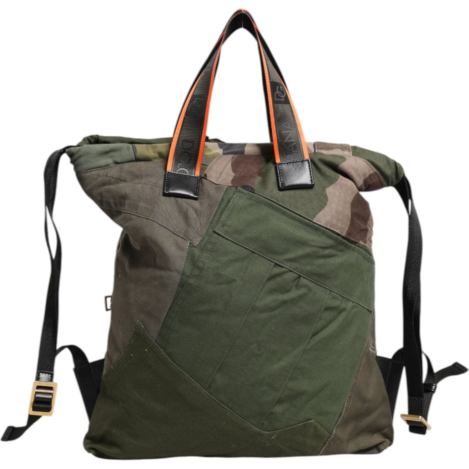 Dolce & Gabbana Military Green Patchwork Rucksack Backpack Bag