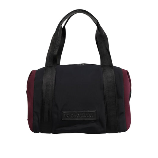 Dolce & Gabbana Black Maroon Hand Shoulder Duffel Travel Bag Dolce & Gabbana