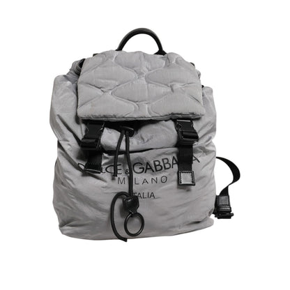 Dolce & Gabbana Gray Milano Print Drawstring Travel Backpack Bag
