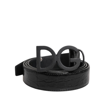 Dolce & Gabbana Black Leather Classic Metal DG Buckle Belt