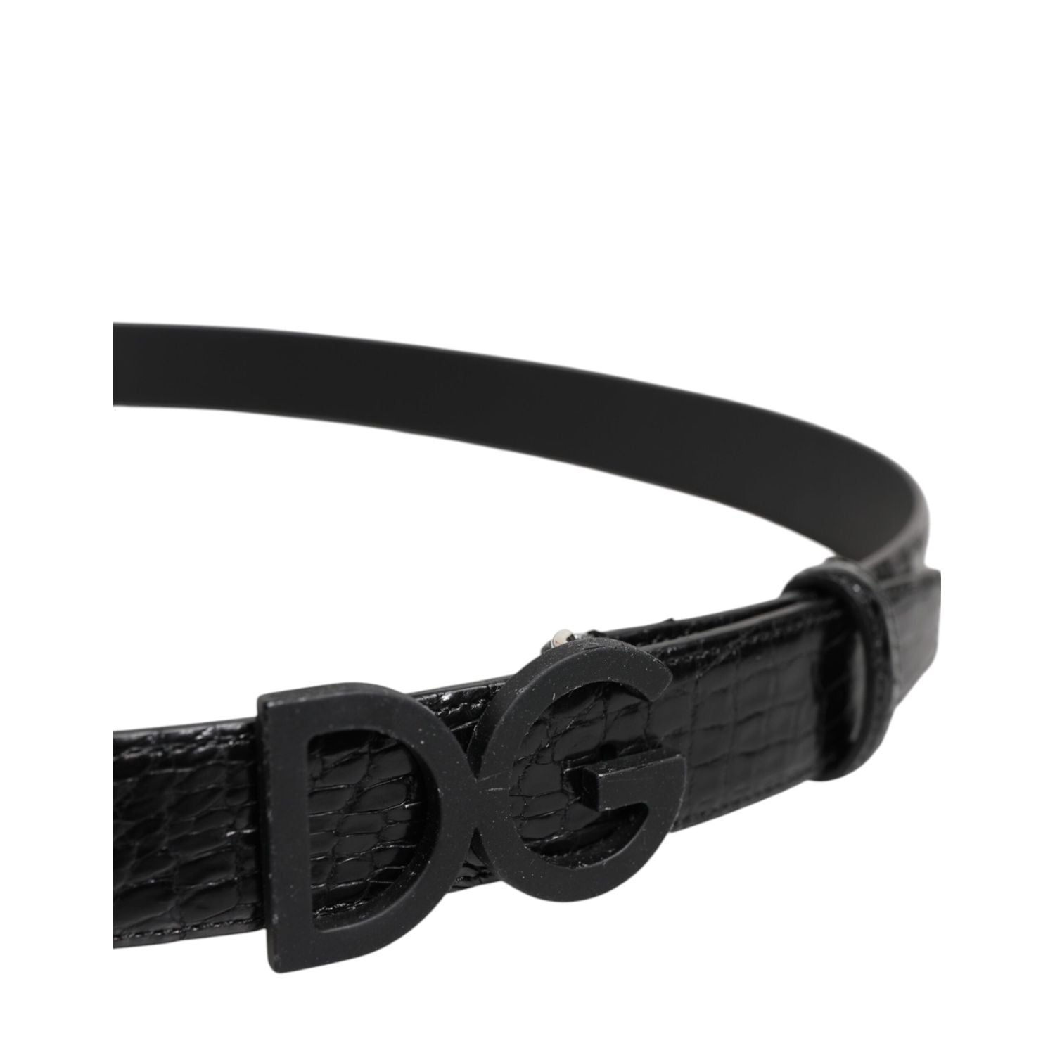 Dolce & Gabbana Black Leather Classic Metal DG Buckle Belt