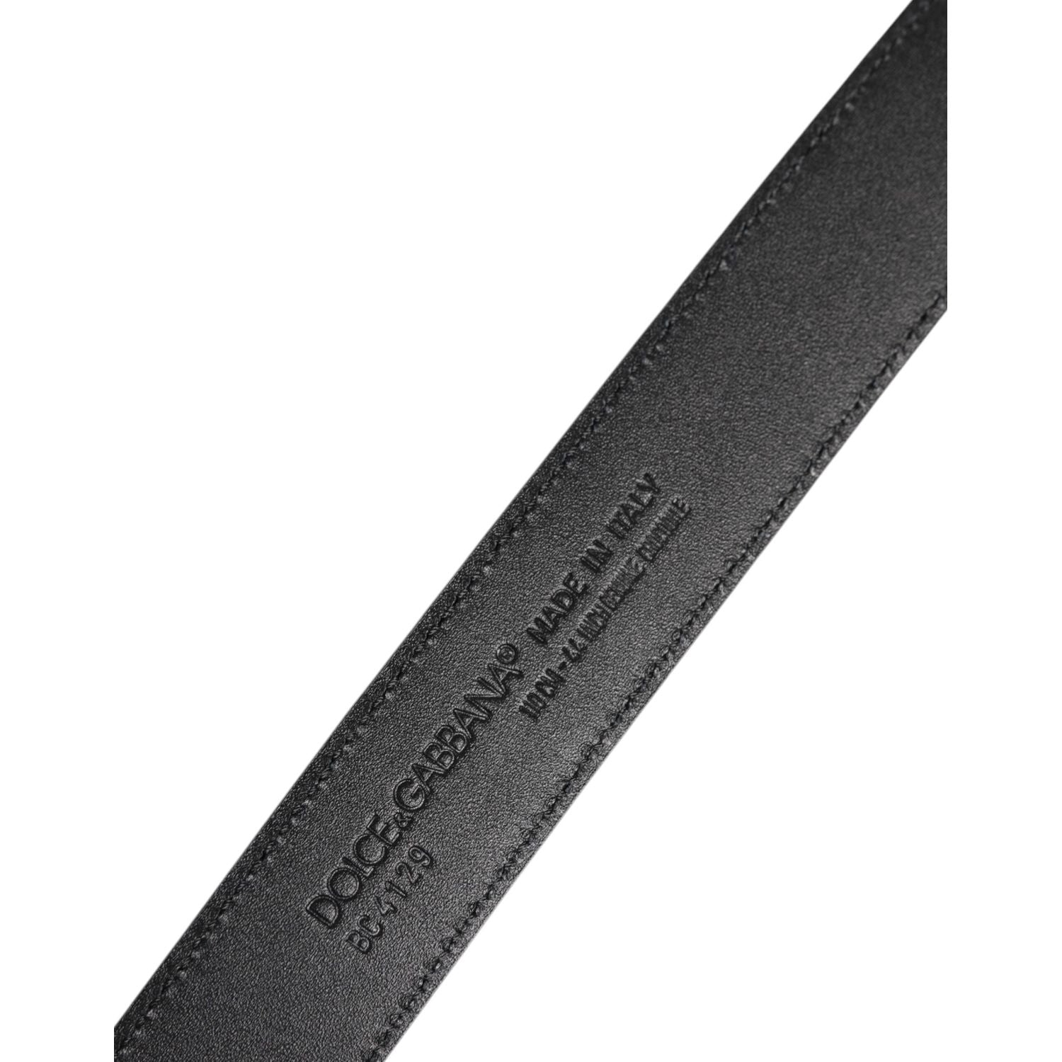 Dolce & Gabbana Black Leather Classic Metal DG Buckle Belt