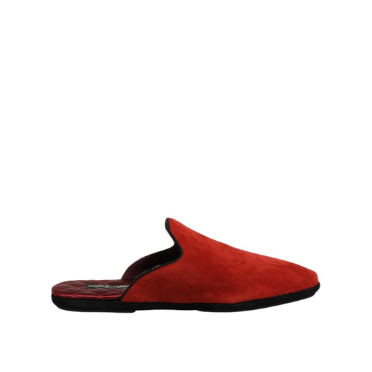 Dolce & Gabbana Orange Suede Slides Flat Slipper Shoes Dolce & Gabbana