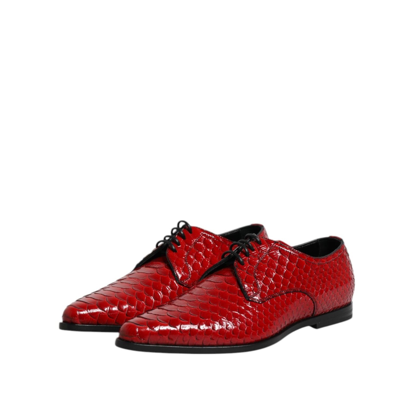 Dolce & Gabbana Red Exotic Leather Lace Up Dress Derby Shoes