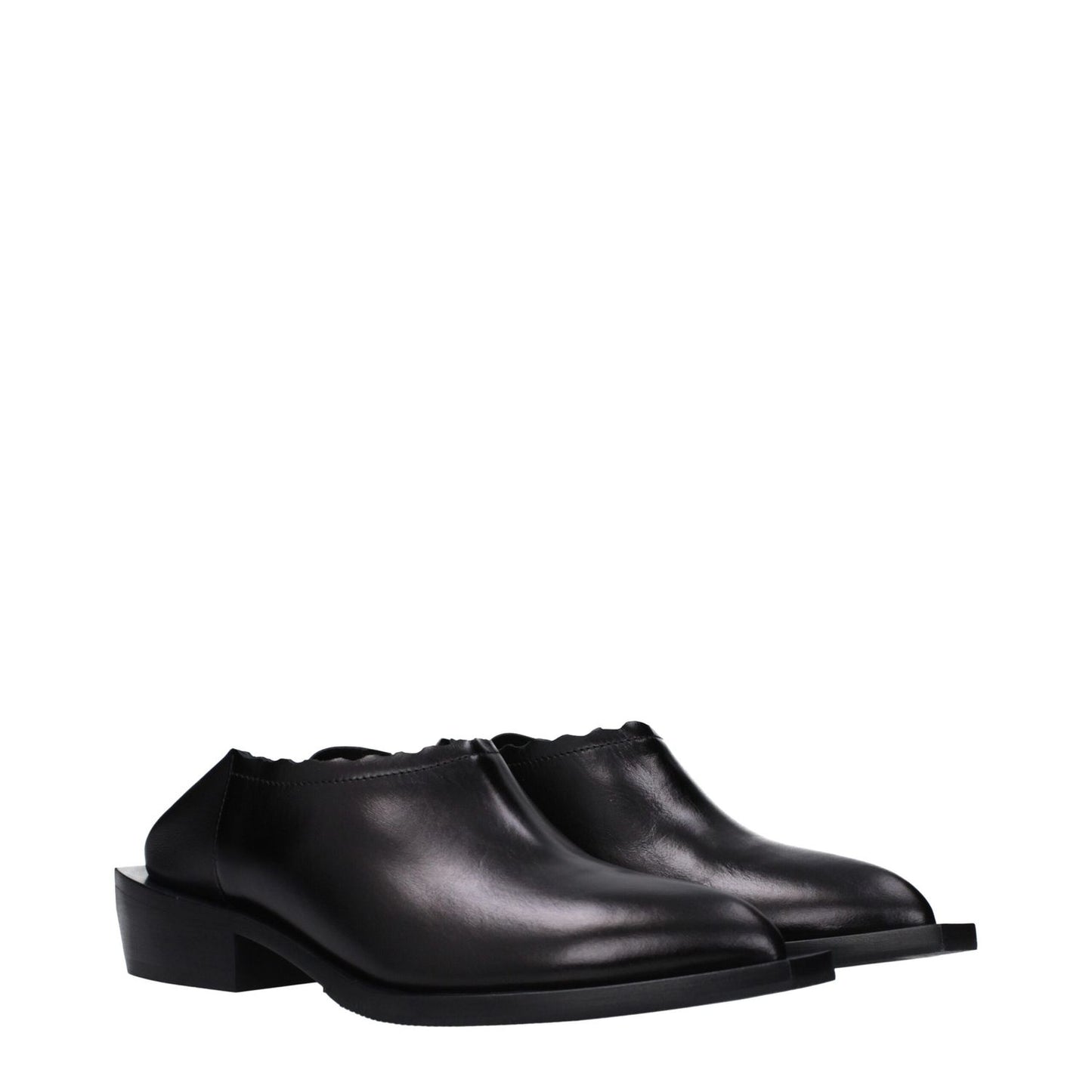 Moschino Black Leather Mules