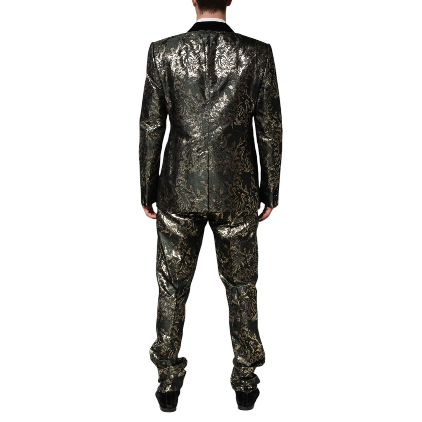 Dolce & Gabbana Metallic Floral Jacquard Silk 2 Piece Suit