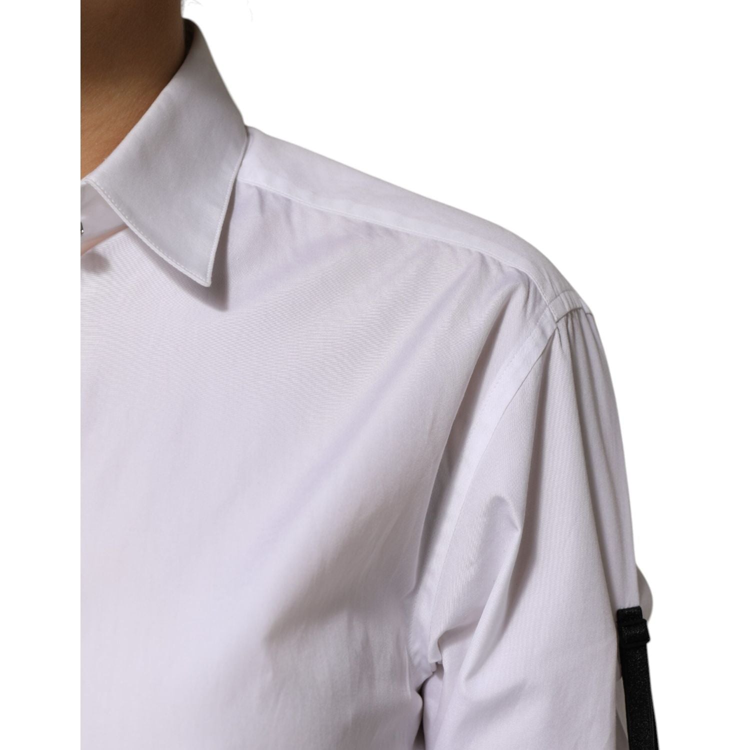 Dolce & Gabbana White Crystal Embellished Collared Shirt Top