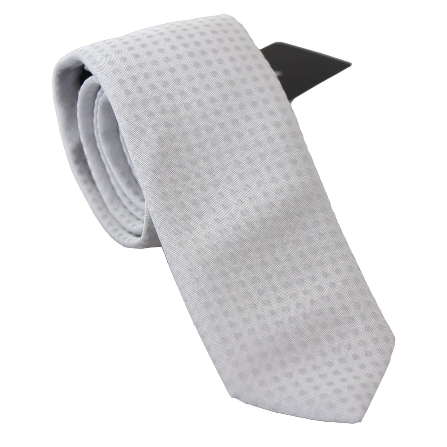 Dolce & Gabbana White Patterned Classic Mens Slim Necktie Tie