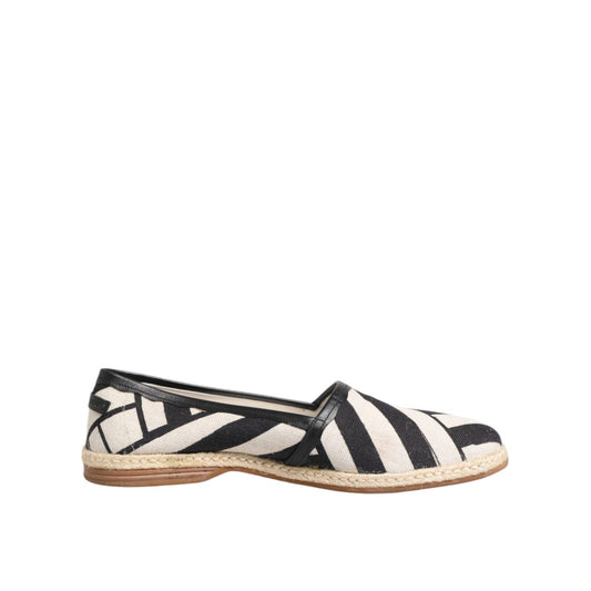 Dolce & Gabbana Black White Stripes Flat Espadrille Shoes Dolce & Gabbana