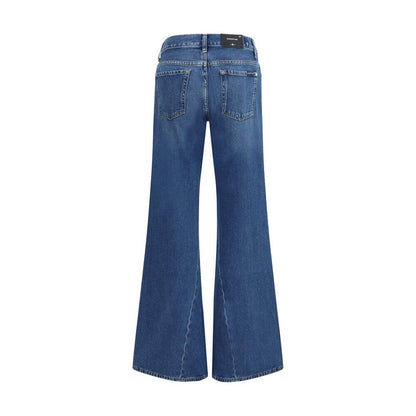 7FOR Blue Cotton Flared Jeans