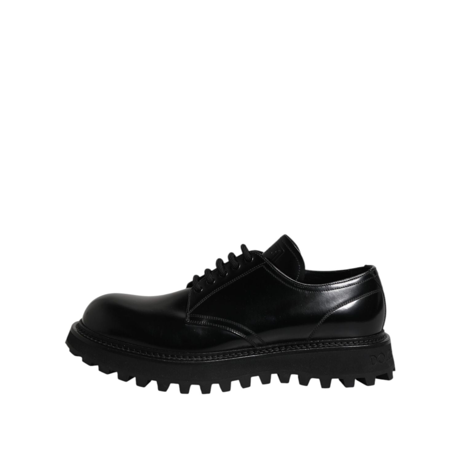Dolce & Gabbana Black Leather Lace Up Trekking Dress Shoes
