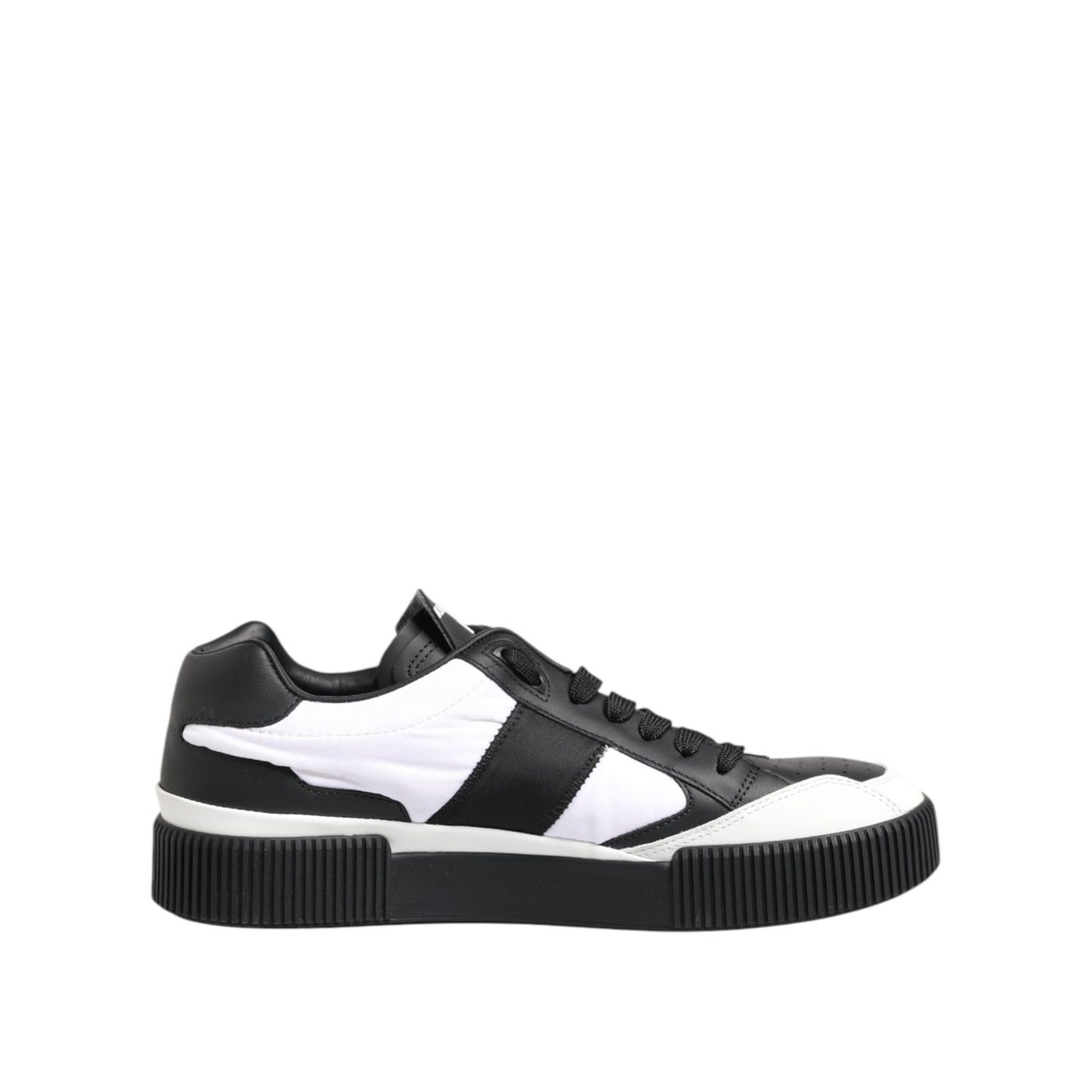 Dolce & Gabbana Black White Leather MIAMI Low Top Sneakers Shoes