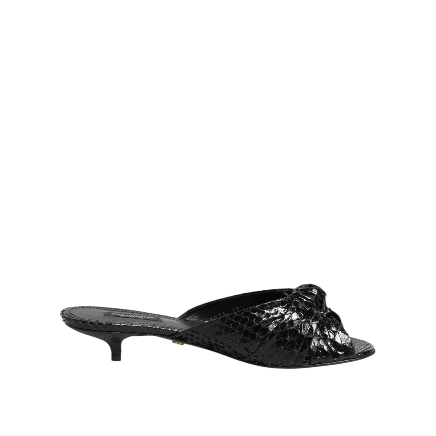 Dolce & Gabbana Black Leather Heels Slides Sandals Shoes