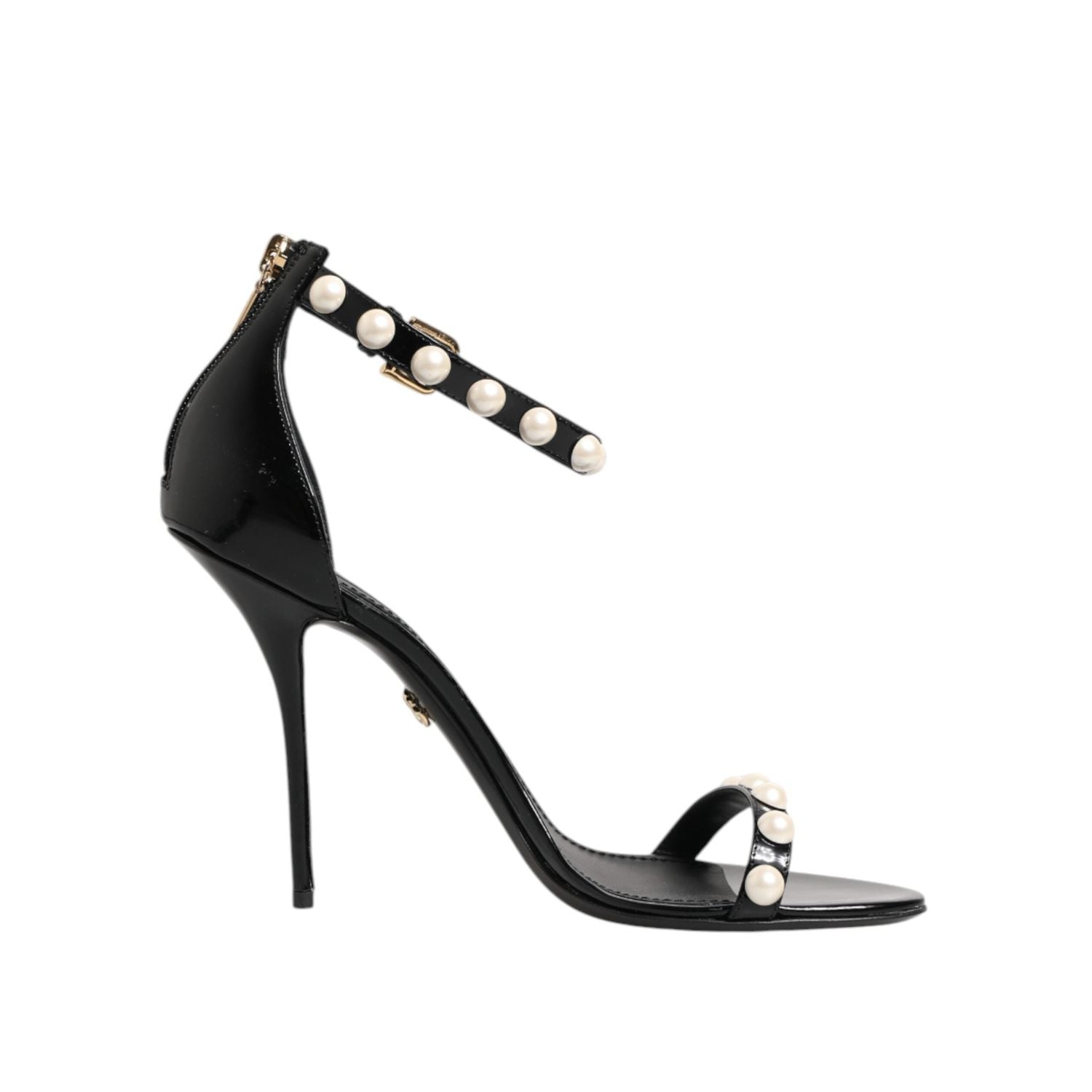 Dolce & Gabbana Black KEIRA Pearl Embellished Sandals Shoes